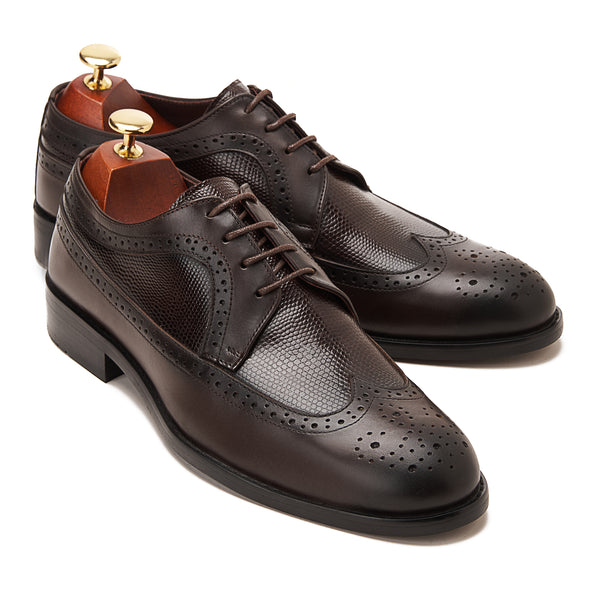 Vatrina Genuine Leather Wingtip Derby - New Brown