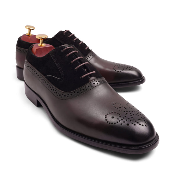 Vatrina Genuine Leather Plain Toe Oxford - New Brown