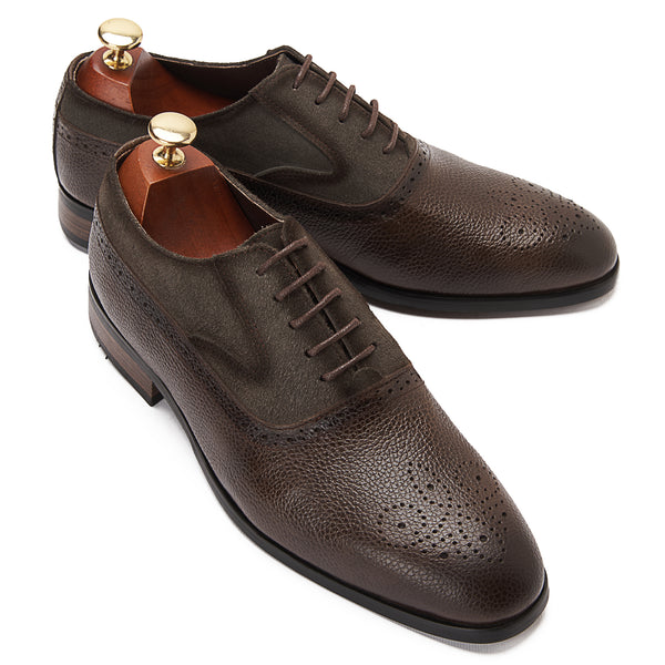 Vatrina Genuine Leather Plain Toe Oxford - New Brown