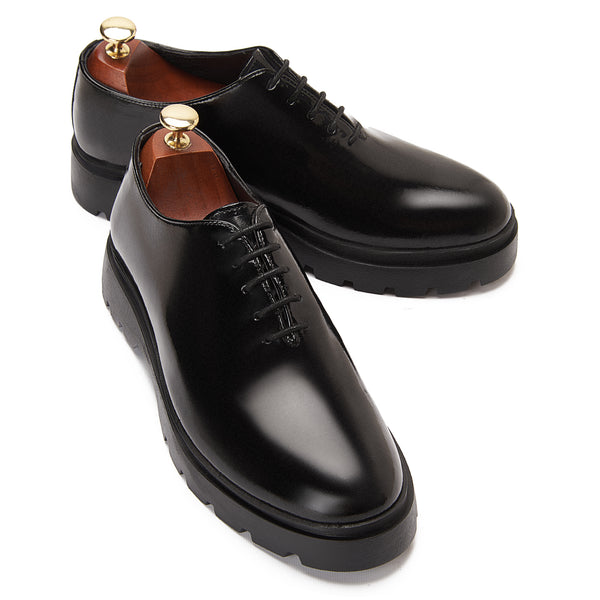 Vatrina Genuine Leather Plain Toe Oxford - Black