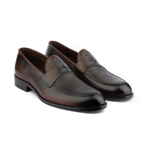 Vatrina Genuine Leather Moc Toe Loafer  - Brown