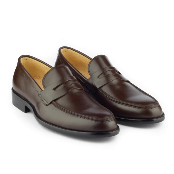 Vatrina Genuine Leather Moc Toe Loafers - Brown