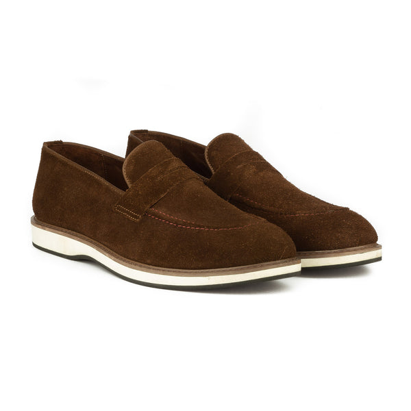 Vatrina Genuine Leather Moc Toe Loafers - Brown