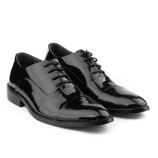 Vatrina Genuine leather Cap Toe Oxfords - Black