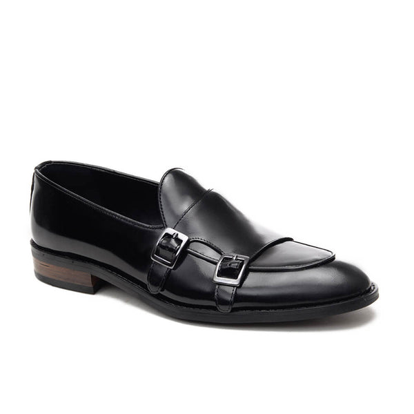Vatrina Genuine Leather Moc Toe Loafers - Black