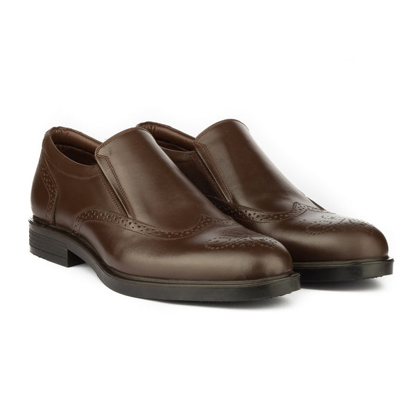 Vatrina Genuine Leather Wingtip Loafers - Brown