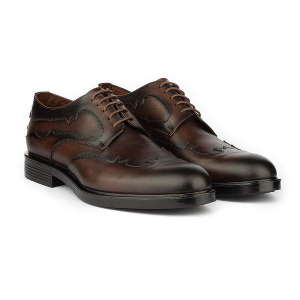 Vatrina Genuine Leather Moc Toe Derbys - Brown