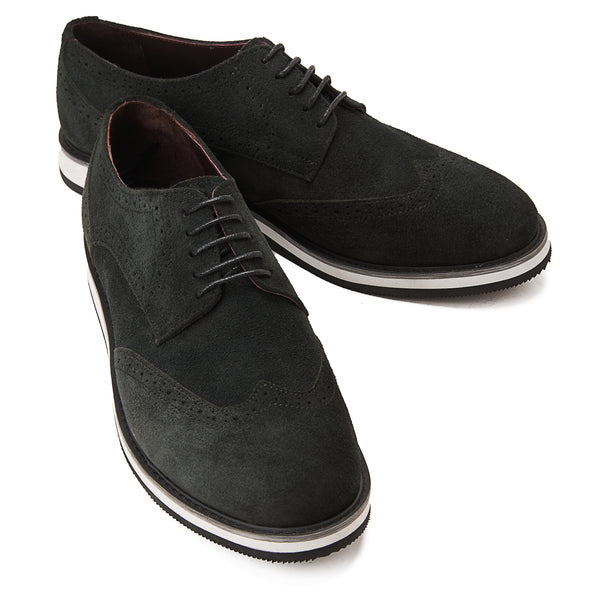 Vatrina Suede Casual Wingtip Derby - Dark Grey
