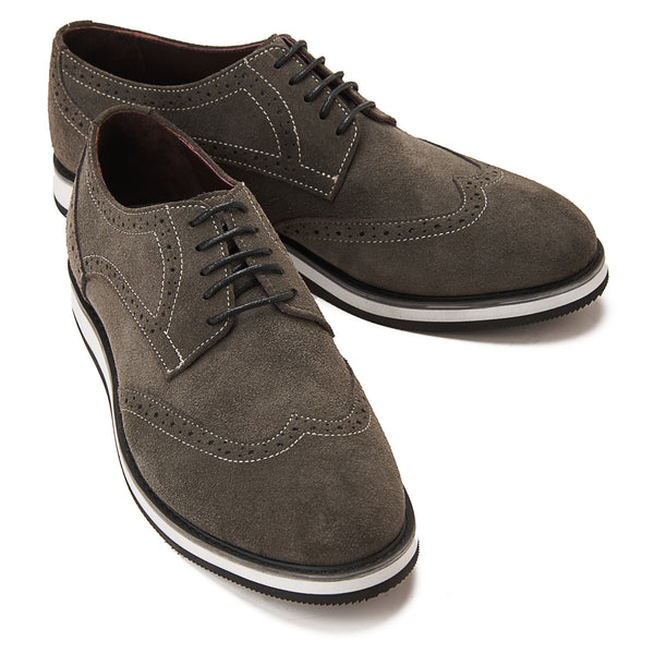 Vatrina Suede Casual Wingtip Derby - Grey