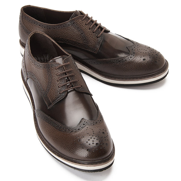Vatrina Genuine Leather Wingtip Derby - New Brown