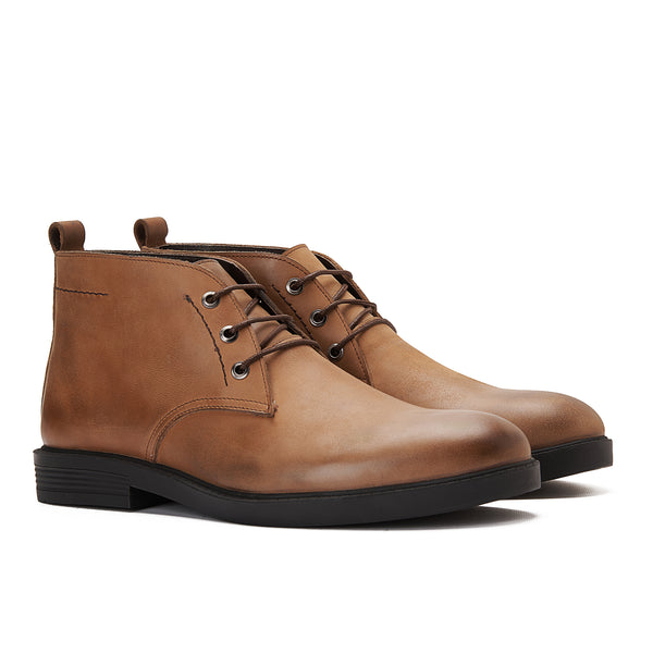 Vatrina Genuine Leather Plain Toe Half Boot - Havan