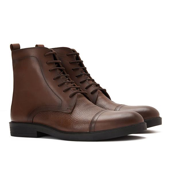 Vatrina Genuine Leather Wingtip Half Boot - Havan