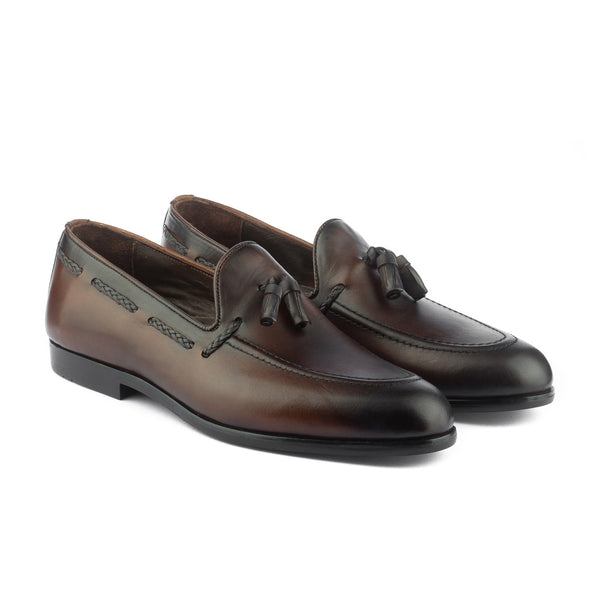 Vatrina Genuine Leather Moc Toe Loafers - Brown