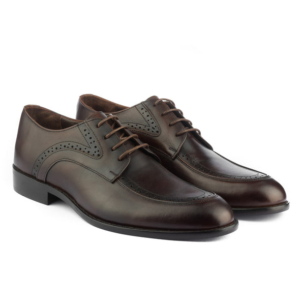 Vatrina Genuine Leather Moc Toe Derbys - Brown