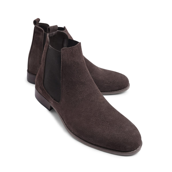 Vatrina Suede Genuine Leather Plain Toe Boot - Brown